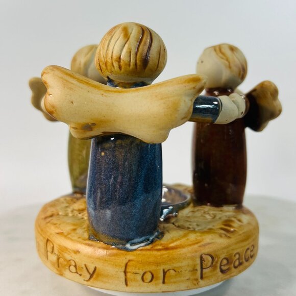 Circle Of Angel Friends Ceramic Tealight Candle Holder "Pray For Peace" Faith - Picture 2 of 7